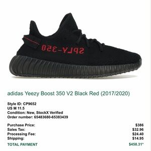 adidas Black & Red Yeezy Boost 350 V2 Low-Top